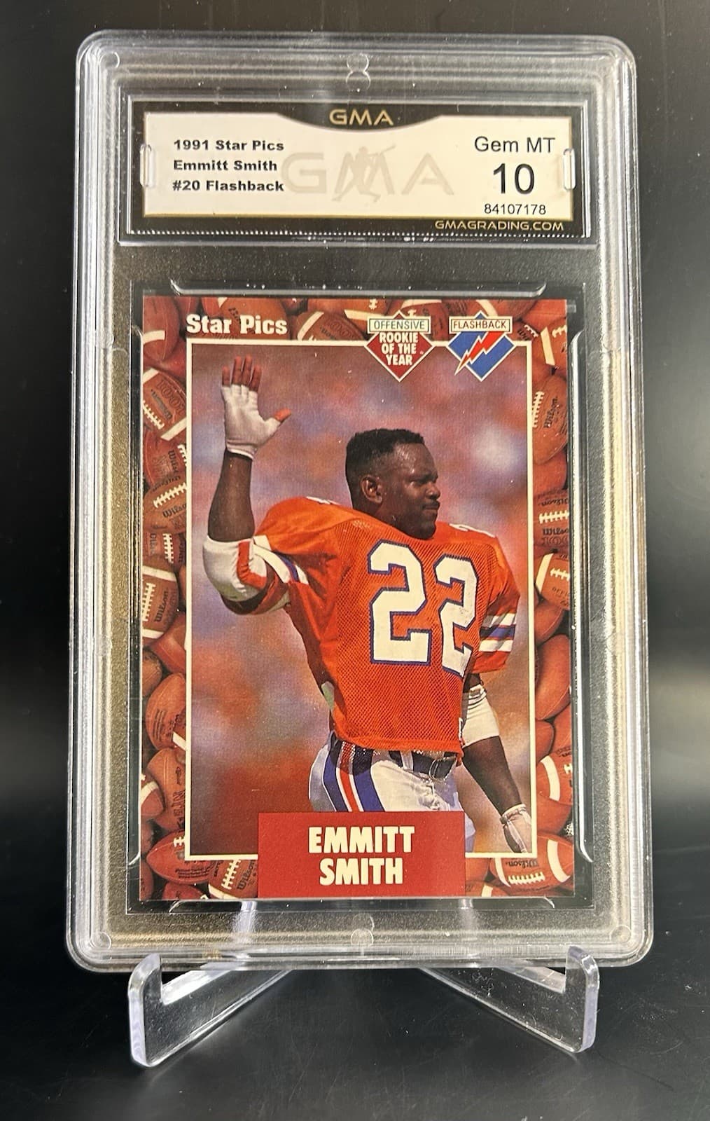 1991 Star Pics Flashback #20 Emmitt Smith Rookie. GMA 10 GEM MINT