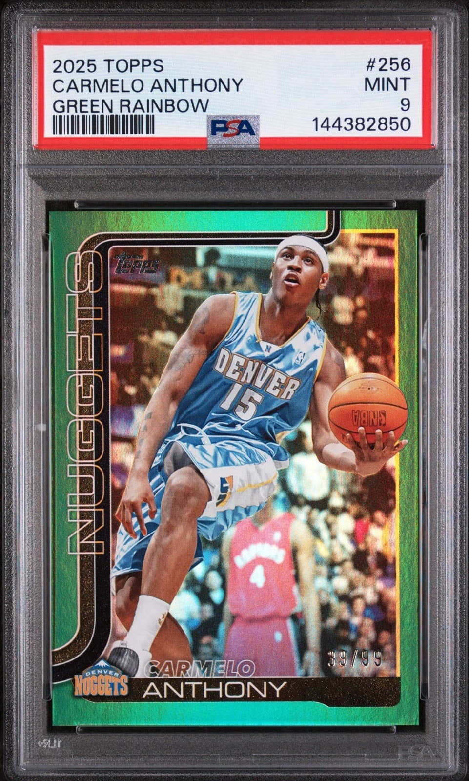 2025-26 TOPPS CARMELO ANTHONY #256 GREEN RAINBOW /99. PSA 9 MINT